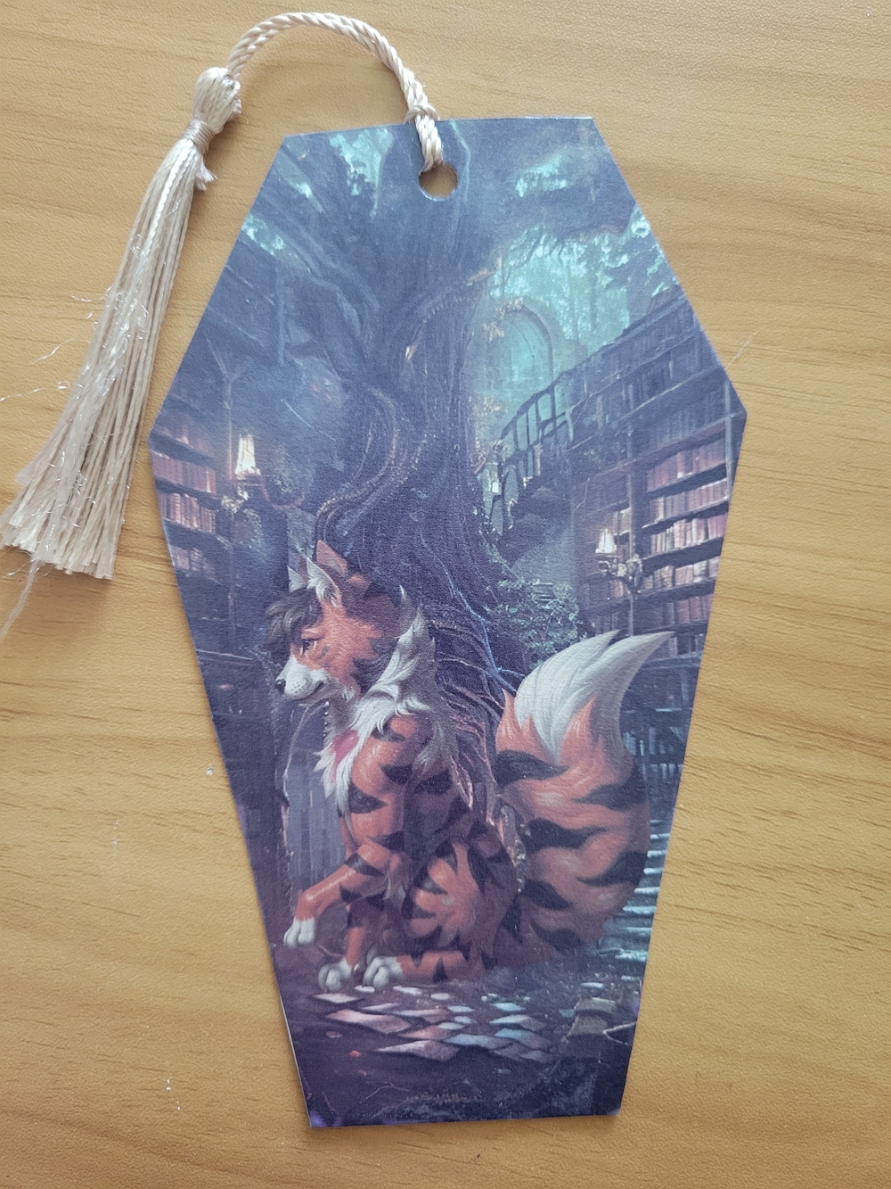 🖤NEW🖤 Coffin-Shaped Og Tiger  Art Bookmark Tag in Orange & Black